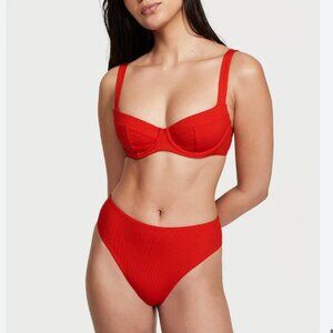 VS Wicked Flame Essential Ribbed Hipster Summer Vaca Vacation Full Bikini Top